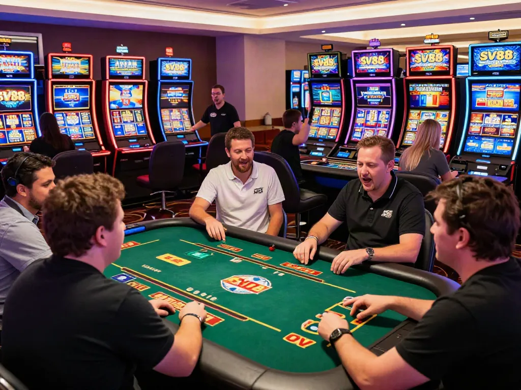 Players enjoying thrilling casino games at SV88, showcasing a vibrant digital gambling experience.