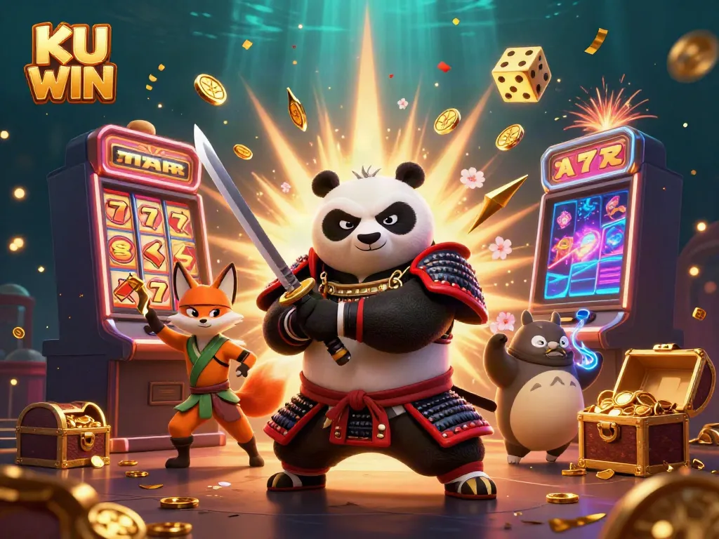 Experience thrilling wins at KU WIN with exciting 3D characters, dynamic game elements, and vibrant casino visuals.