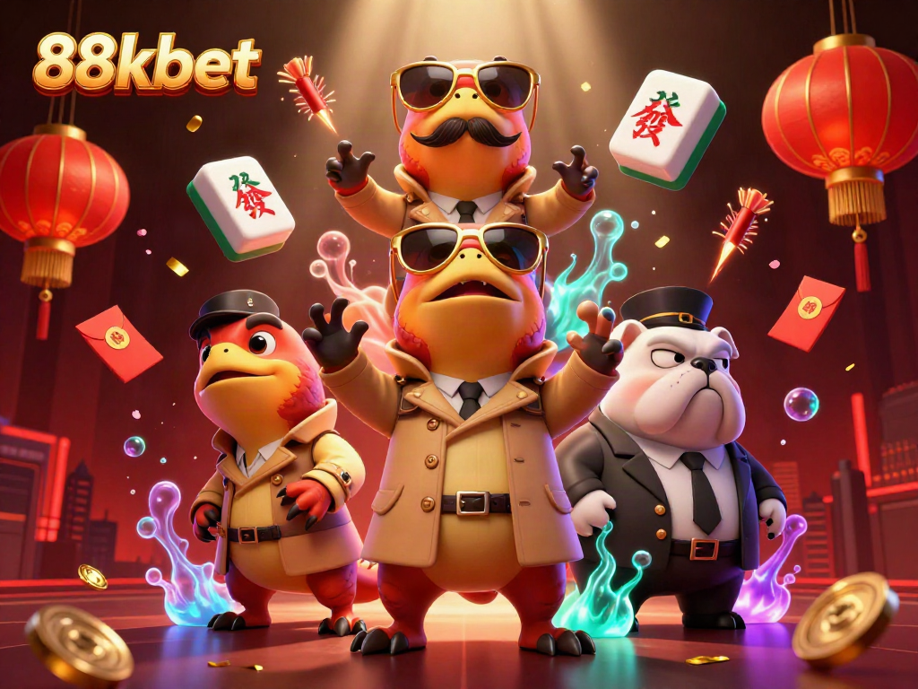 Enjoy the 88kbet casino experience as cartoon raptors sneak into a VIP lounge.