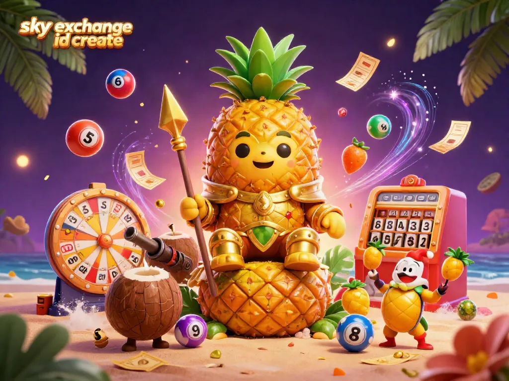 Bet confidently with the Sky Exchange ID create, featuring a vibrant 3D casino scene filled with action and excitement.