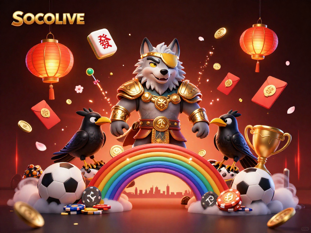 SOCOLIVE immerses viewers in an electrifying sports betting scene with dynamic elements and characters.