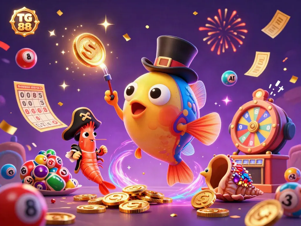 Engage with TG 88's vibrant 3D casino experience featuring a deep-sea anglerfish and dynamic elements.