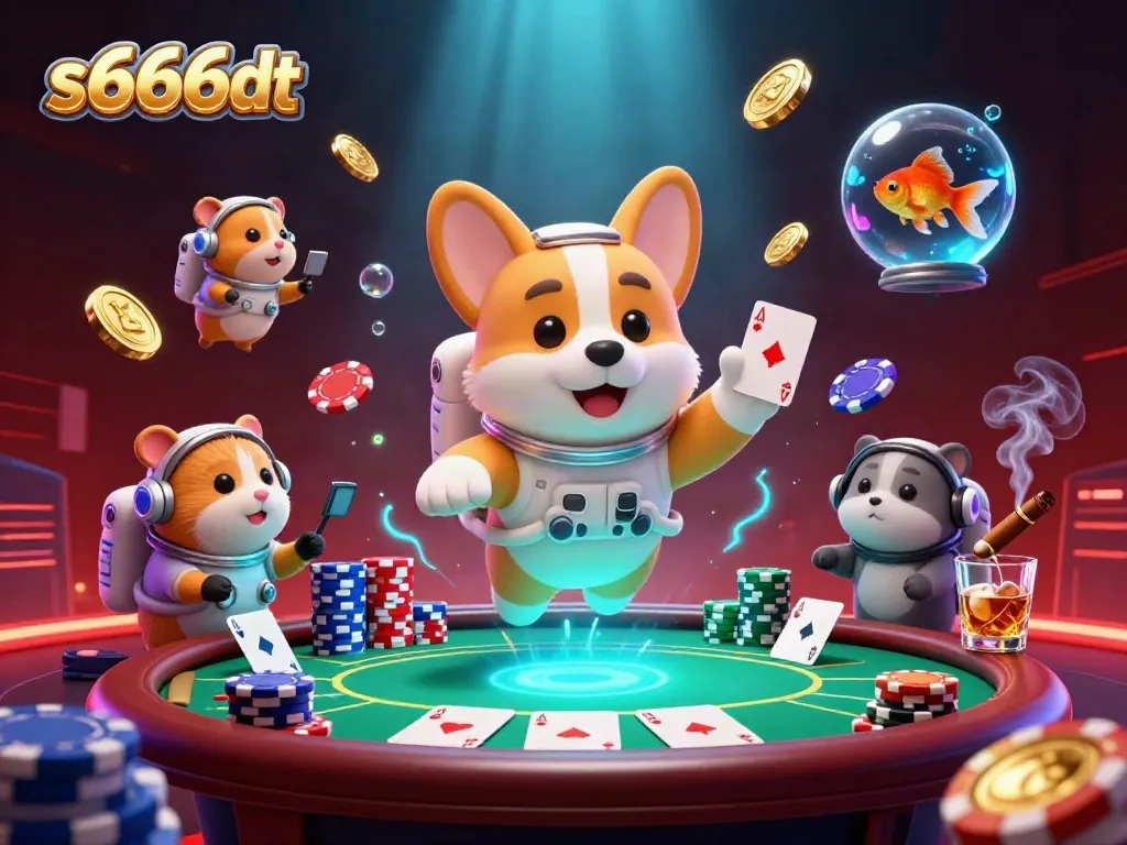 Experience thrilling poker moments with s666dt in a vibrant space casino scene filled with action.