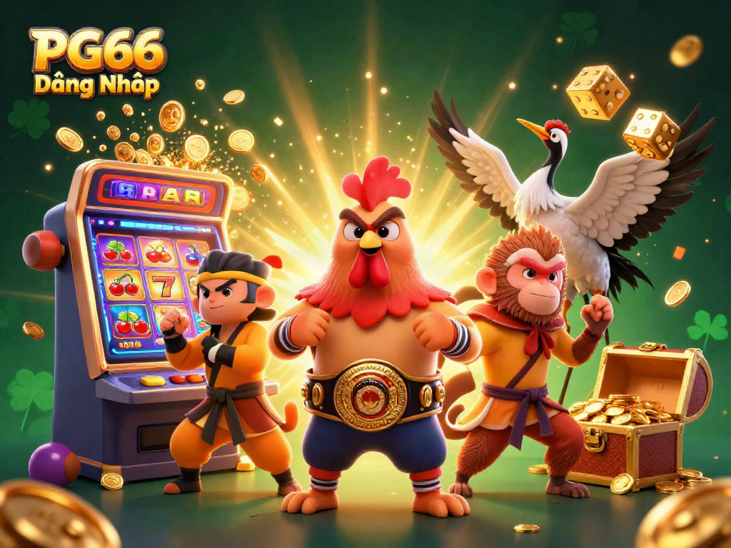 Experience winning with PG66 Đăng Nhập featuring an energetic casino scene filled with action and color.