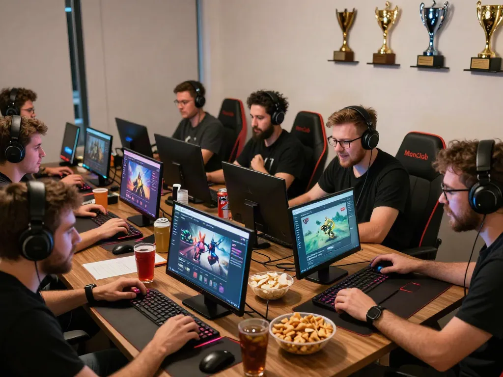 Men enjoying multiplayer gaming on https://manclub1.jp.net/ in a vibrant, cozy setting.