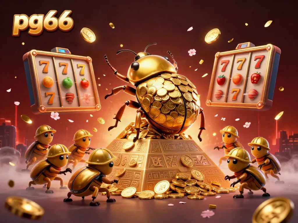 Experience exciting jackpots at pg66 with a dynamic golden beetle scene and vivid casino elements.
