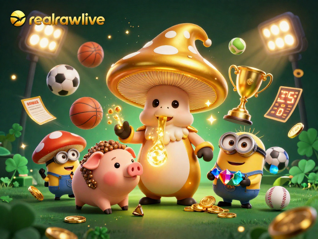 Experience realrawlive magic as the golden mushroom wizard and friends celebrate sports betting triumphs.