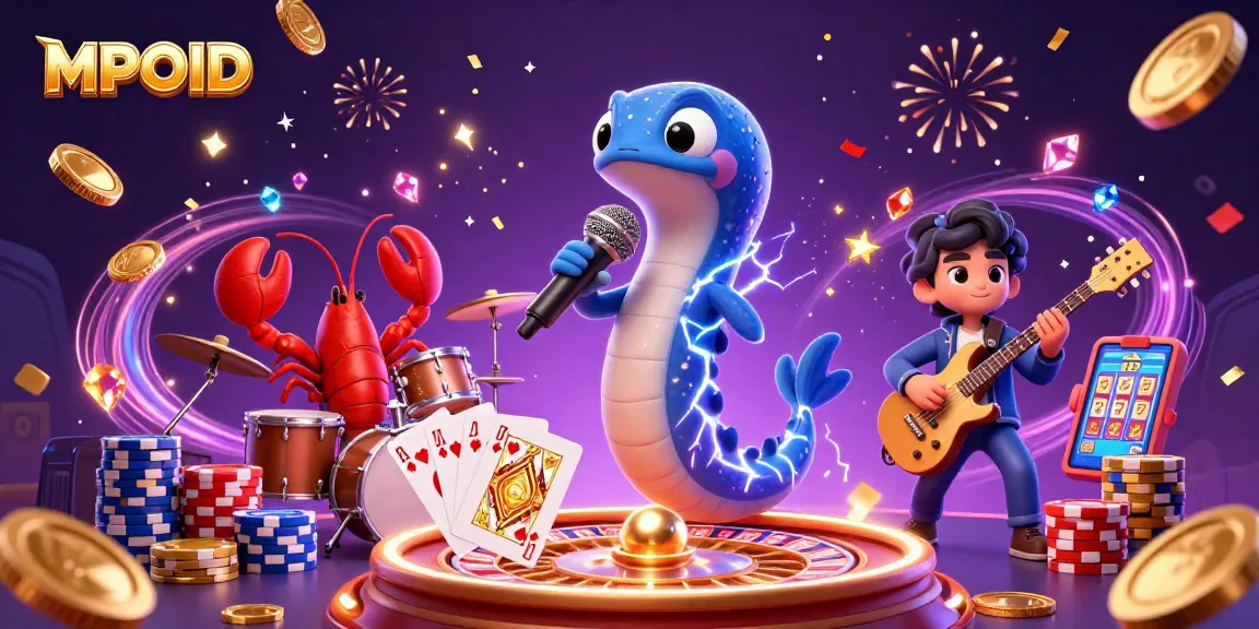 MPOID celebrates wins with electric eel DJ and a lively underwater casino scene.