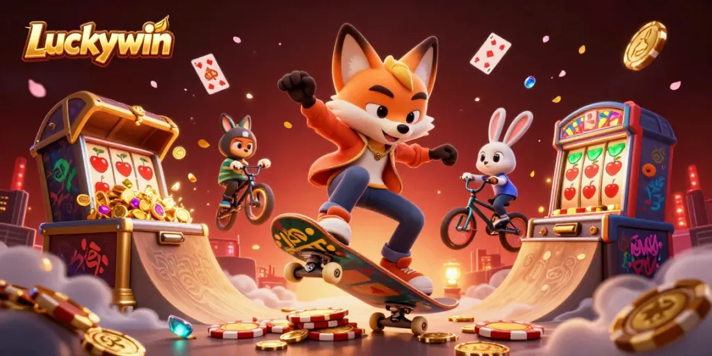Play casino games and enjoy winning at Luckywin with vibrant 3D characters and dynamic elements.