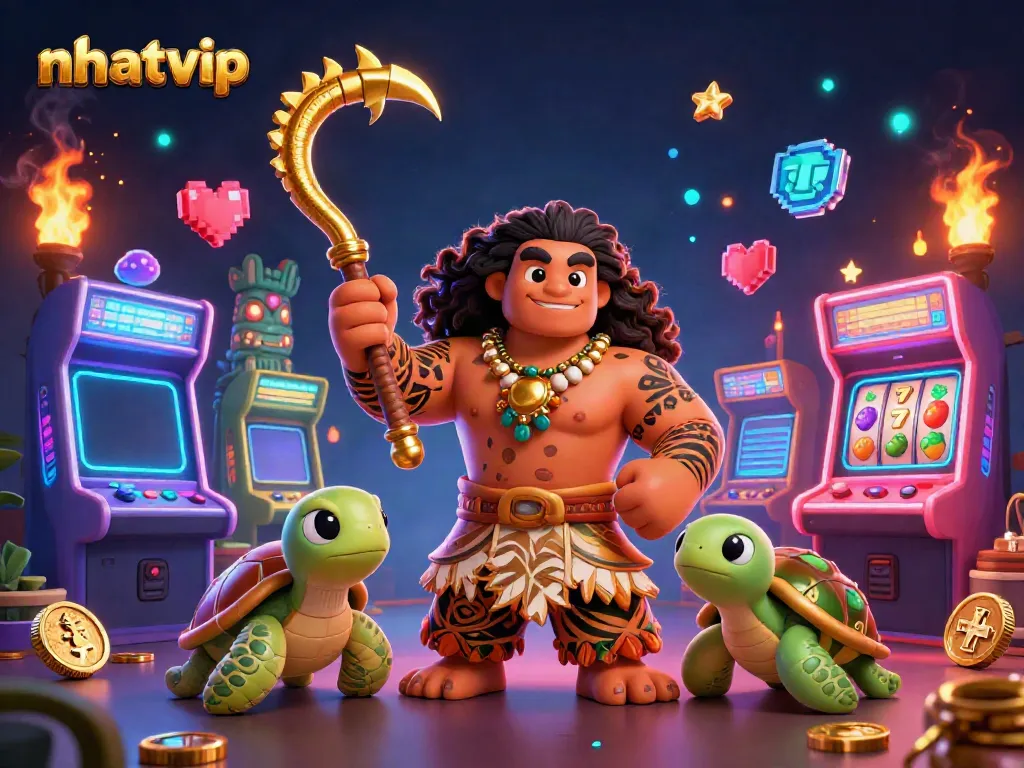 Experience the excitement of nhatvip with a vibrant 3D casino scene featuring engaging game elements.