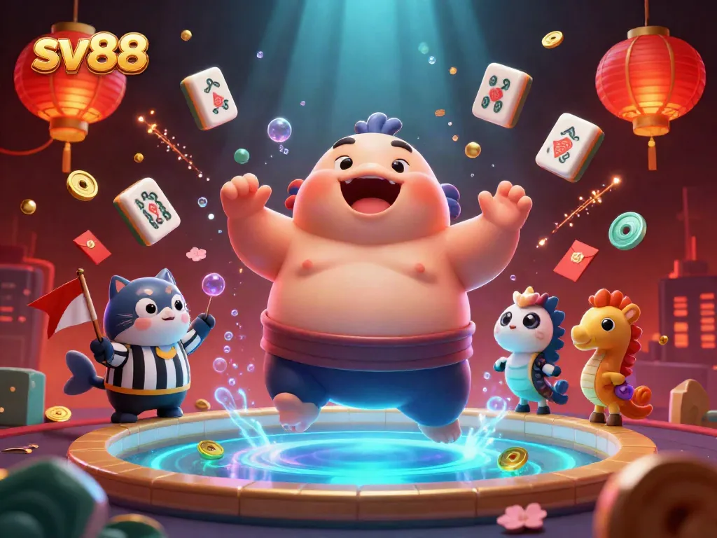 Engage with sv88's thrilling underwater casino scene featuring a fugu champion and vibrant game elements.