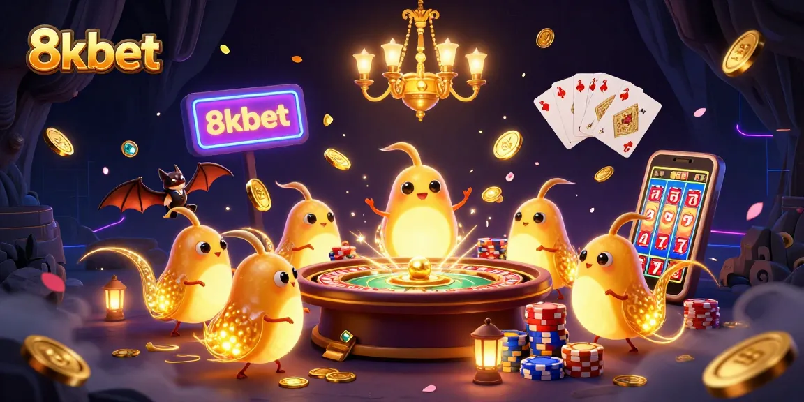 Experience thrilling games at 8xbet, where glowworms illuminate the vibrant casino atmosphere.
