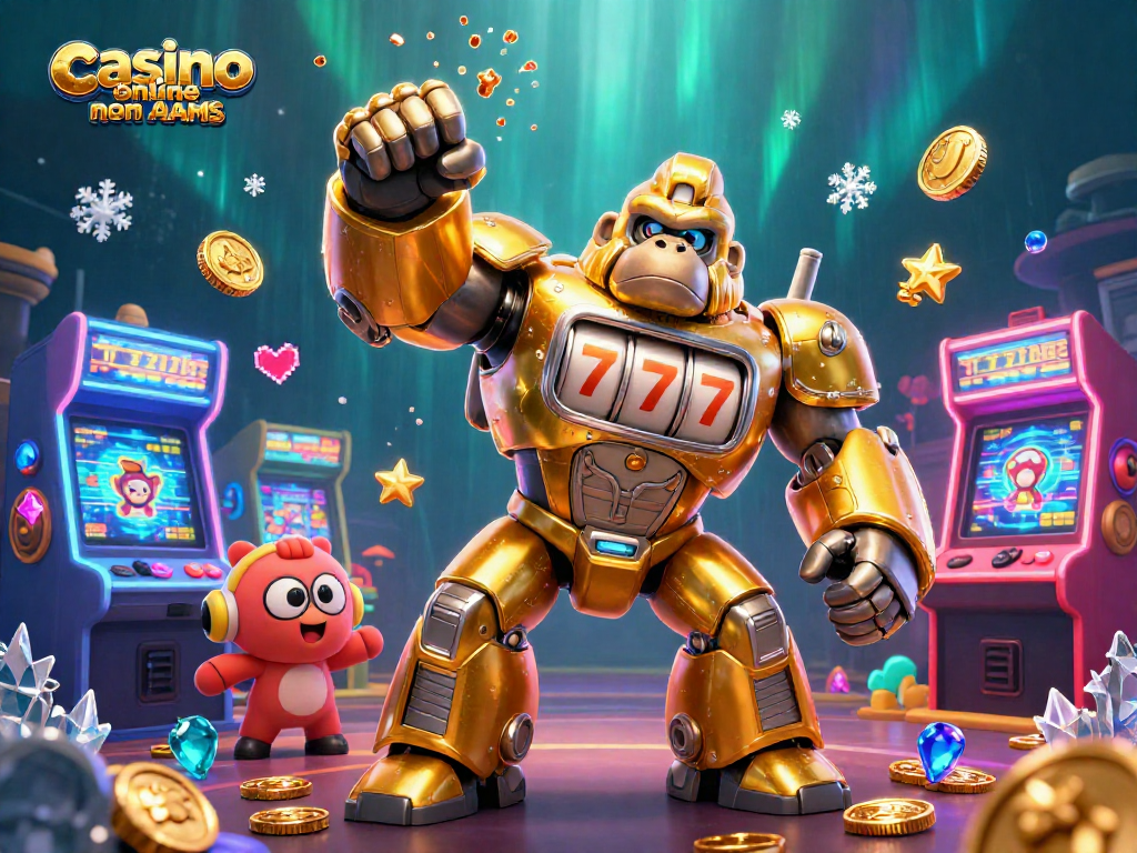 Gioca a casino online non AAMS con un mech gorilla d'oro che esplode in monete nel mondo dei giochi arcade.